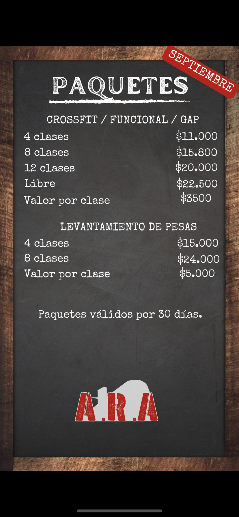 Valores Septiembre 